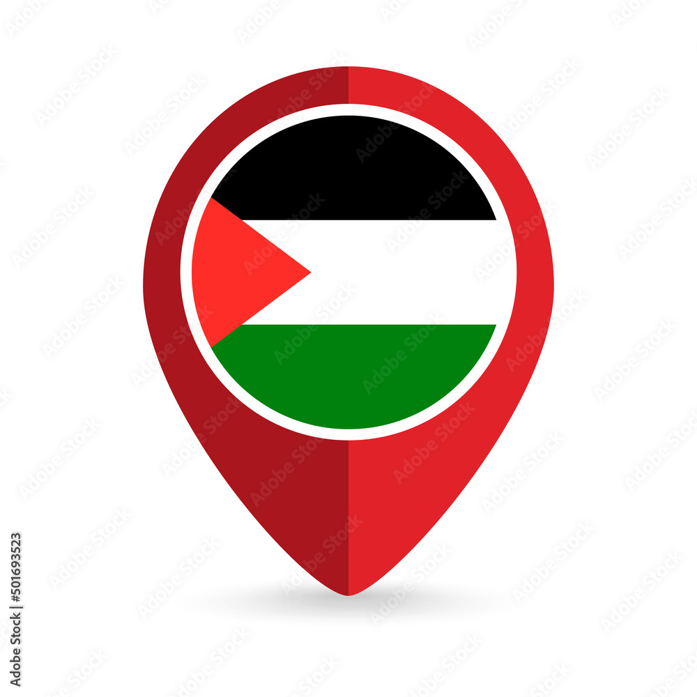 Map pointer with contry Palestine. Palestine flag. Vector illustration. Map pointer with contry Palestine. Palestine flag. Vector illustration.