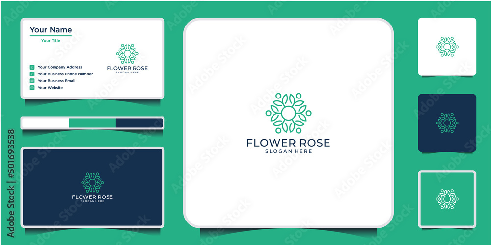 Elegant flower logo design line art. Elegant flower logo design line art.
