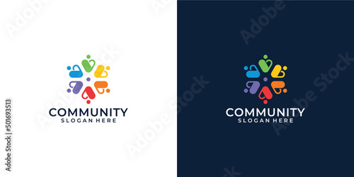 Creative community logo design and business card for social group 
