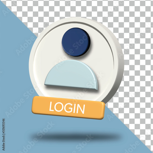 User Login Icon 3D Rendered