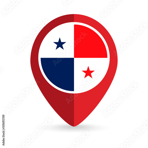 Map pointer with contry Panama. Panama flag. Vector illustration. photo