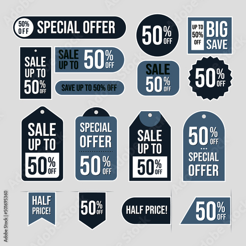 Set of Sale banner and discount labels design.