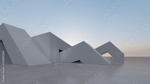 3d rendering architecture background concrete wall geometric shapes