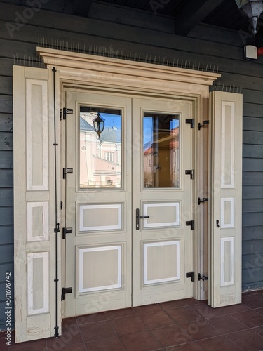 entrance with beauty wooden door
