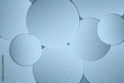 Abstract paper cut. Abstract blue circles, geometric form. Horizontal banners. Minimal Mock up. Vector illustration.