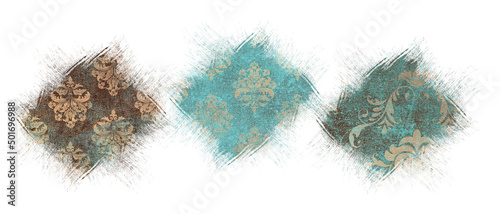 Abstract shapes. Modern sublimation backgrounds with leather texture. Clip art kit