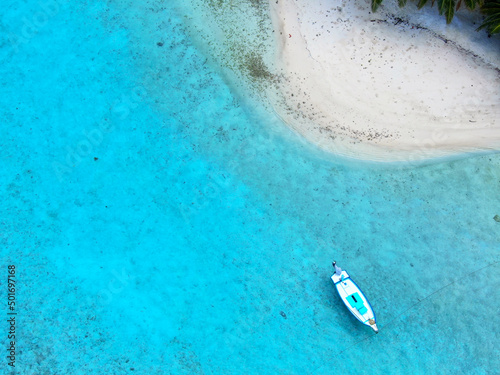 Maldive Islands turquoise blue sea water aerial view