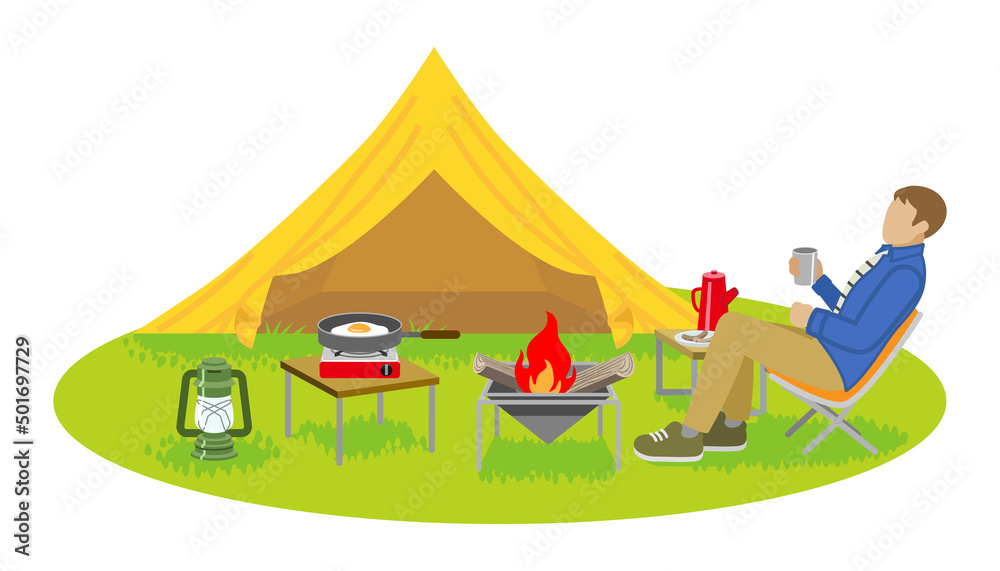 Obraz premium Man enjoying camp - Springtime or Autumn