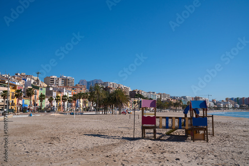 Villajoyosa Spain beautiful beach with play area Costa Blanca Alicante
