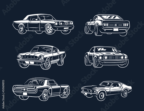 Set of car illustrator. Street racing.