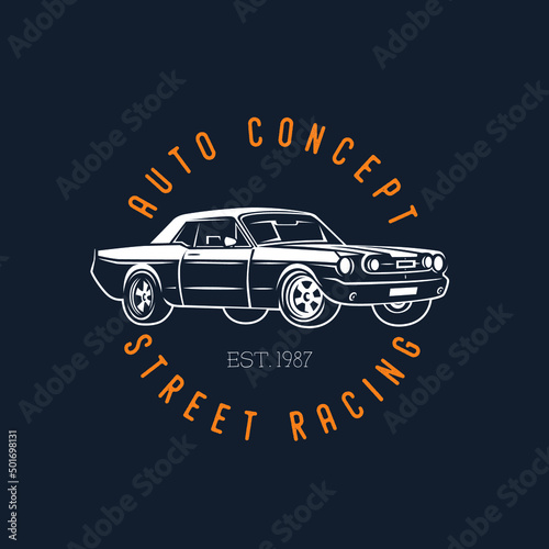 Car emblem. Street racing.