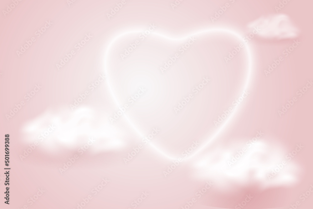 pink background with clouds and heart shaped aura