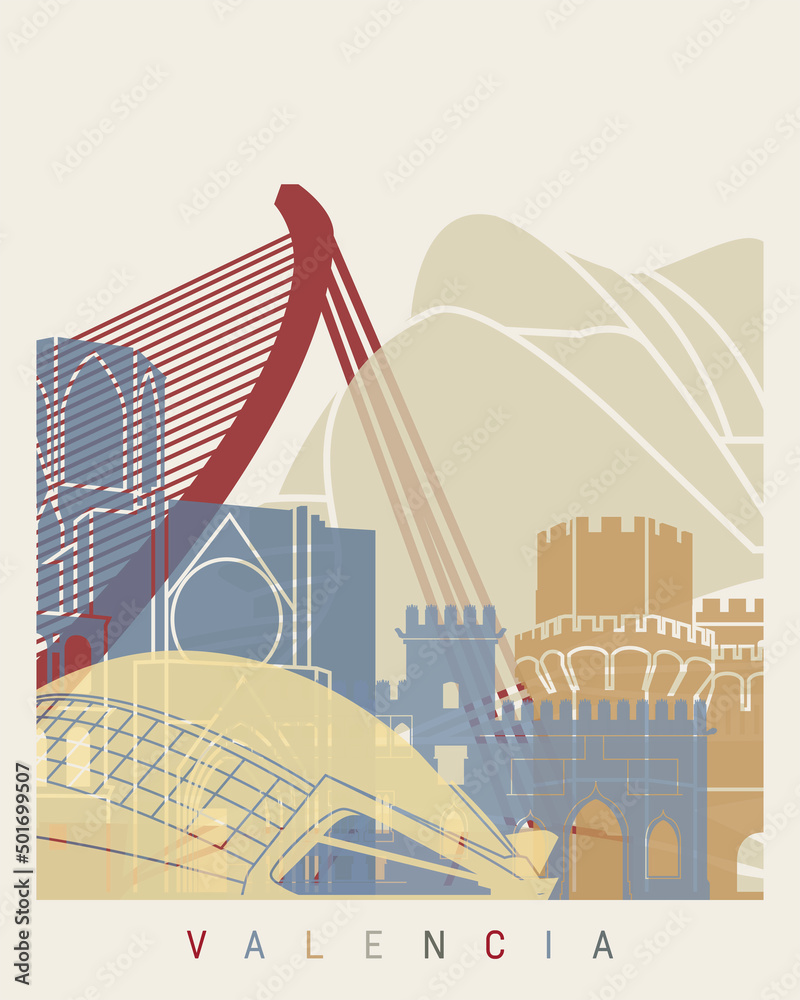 Fototapeta premium Valencia skyline poster