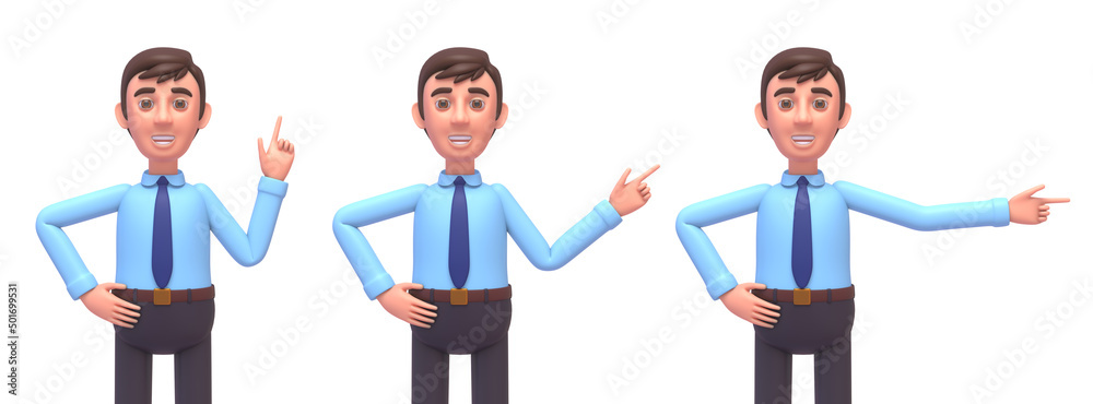 3d render of young businessman pointing to the side, promote, advertise 3d render of young businessman pointing to the side, promote, advertise