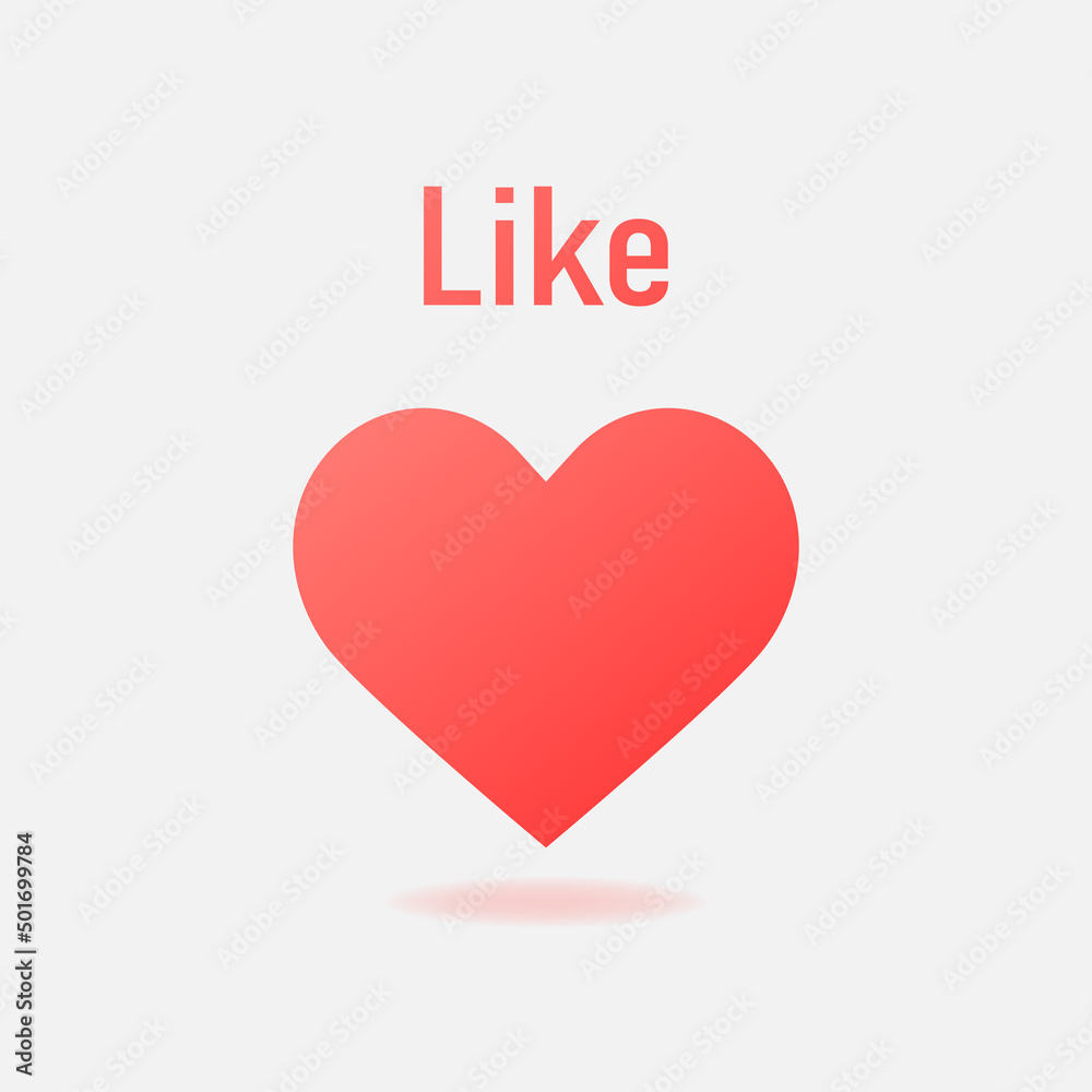 Heart like vector icon in trendy gradient style isolated on gray background. Social media icon. Vector EPS 10