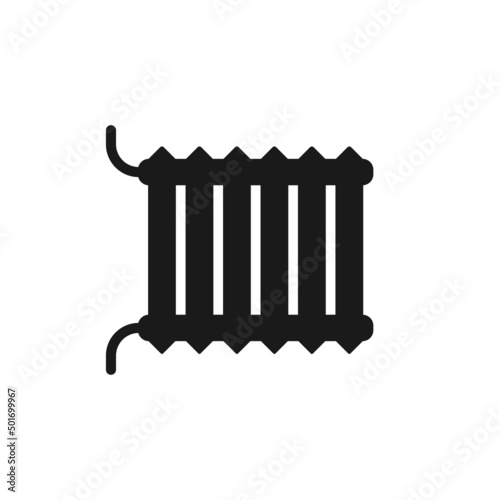 Central heating battery icon. Heating battery black vector icon isolated on white background. Vector EPS 10