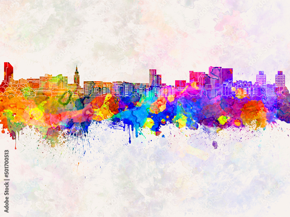 Fotografie Vasteras skyline in watercolor background