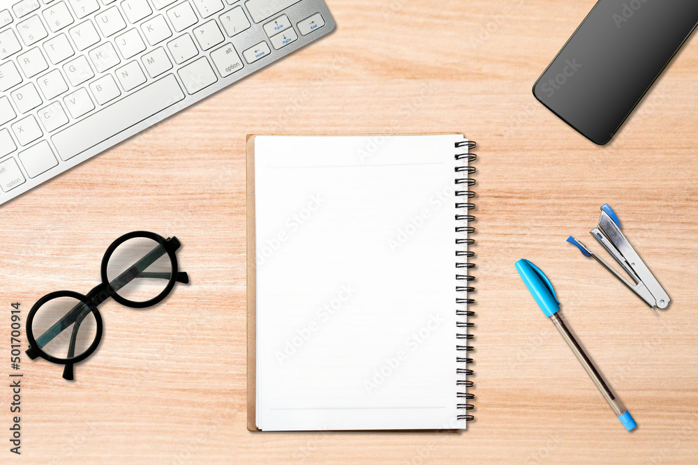 Notebook paper mockup for office workspace Notebook paper mockup for office workspace