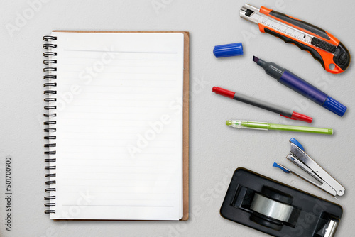 Notebook paper mockup for office workspace