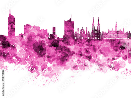 Photography Vienna skyline in watercolor on white background