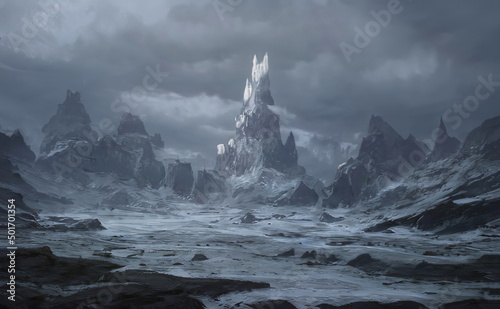 Obraz na plátně Fantastic Winter Epic Magical Landscape of Mountains