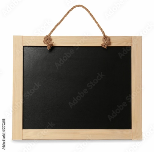 Clean small black chalkboard isolated on white