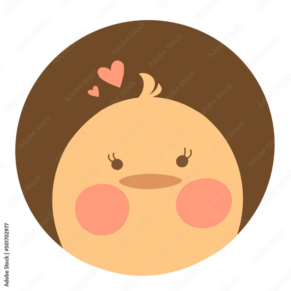 Cute chick illustration in circle for you cards, avatars and other designs. Icon of chick isolated on white background. Cute chick illustration in circle for you cards, avatars and other designs. Icon of chick isolated on white background.