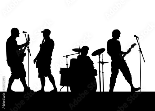 Fotomurale Concert of rock band on a white background
