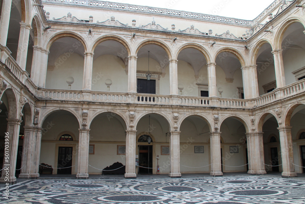 baroque (?) palace (università), actual university, in catania in sicily (italy)