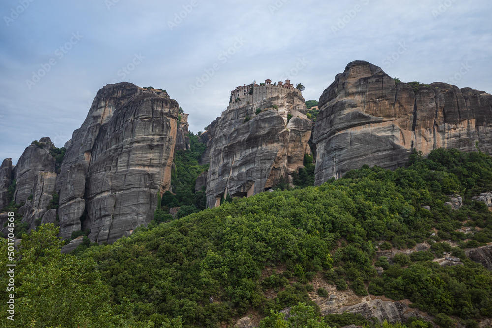 Monastery of Varlaam monastery in famous greek tourist destination Meteora in Greece with scenic scenery landscape