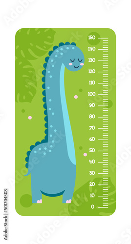 Childish Meter with Dino Cartoon Animal. Vector illustration