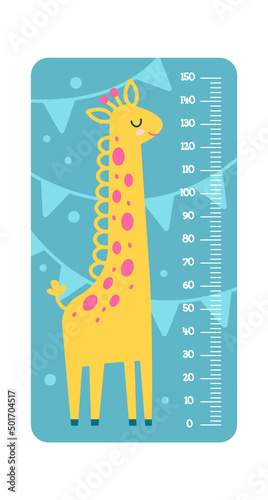 Childish Meter with Giraffe Cartoon Animal. Vector illustration