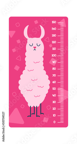 Childish Meter with lama Cartoon Animal. Vector illustration