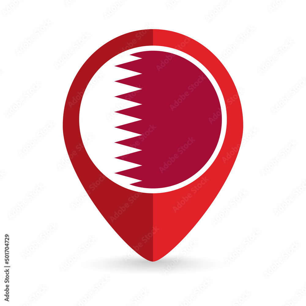 Map pointer with contry Qatar. Qatar flag. Vector illustration. Map pointer with contry Qatar. Qatar flag. Vector illustration.