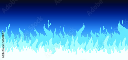 Cartoon blue gas burner flame icon or symbol. Blue fire ball pictogram or logo. Vector line pattern. Fire flame light, burning flames.