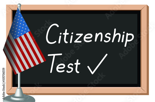 citizenship test, written on blackboard, vector illustration 