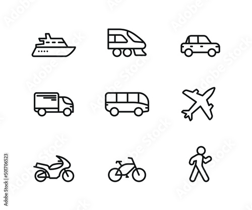 Set of vector linear icons. Transport.