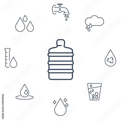 water icons set . water pack symbol vector elements for infographic web photo