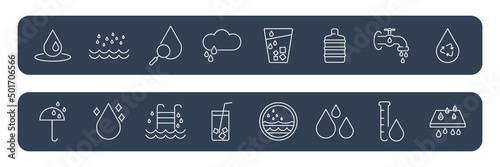 water icons set . water pack symbol vector elements for infographic web