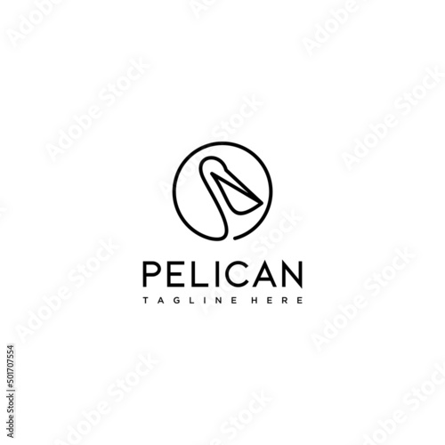 pelican head line logo inside circle