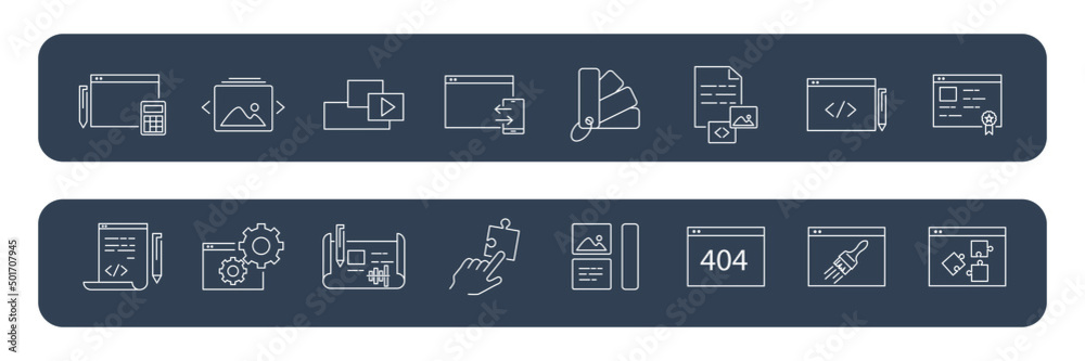 Web Development icons set . Web Development pack symbol vector elements for infographic web Web Development icons set . Web Development pack symbol vector elements for infographic web