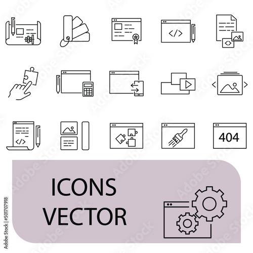 Web Development icons set . Web Development pack symbol vector elements for infographic web