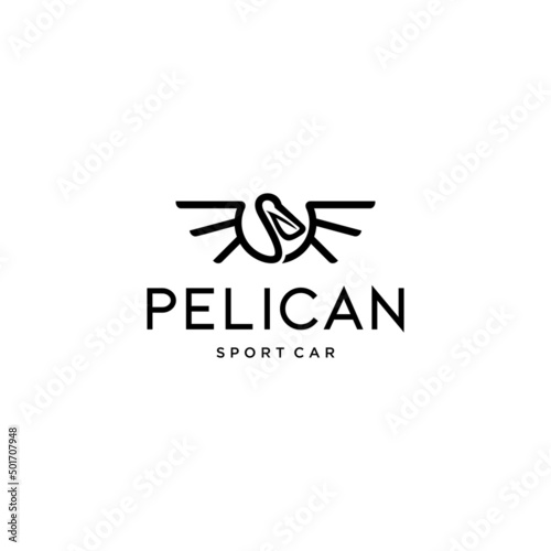 pelican head line logo with wings
