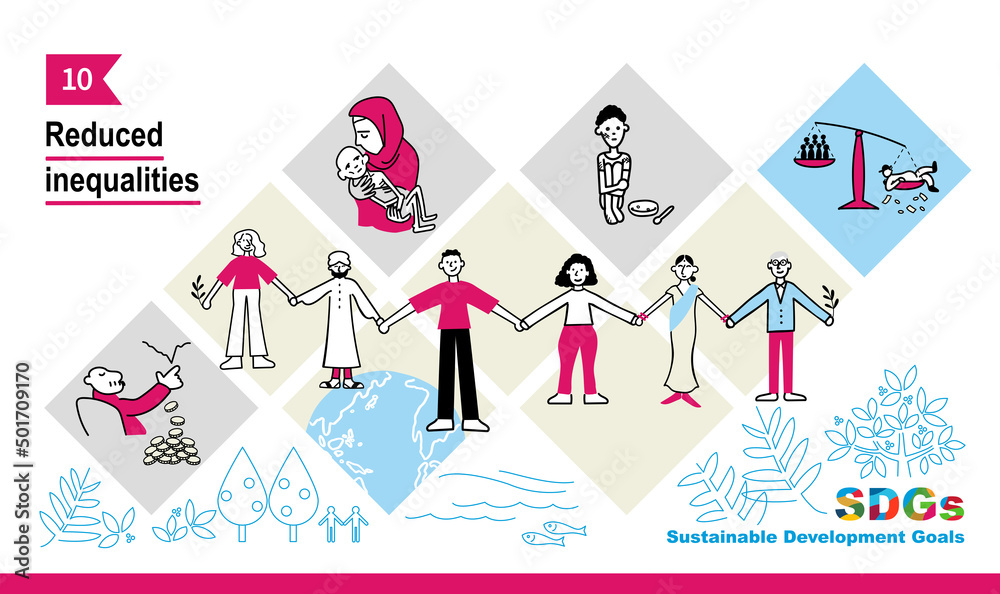 Fototapeta premium SDGsのイメージイラスト GOAL10