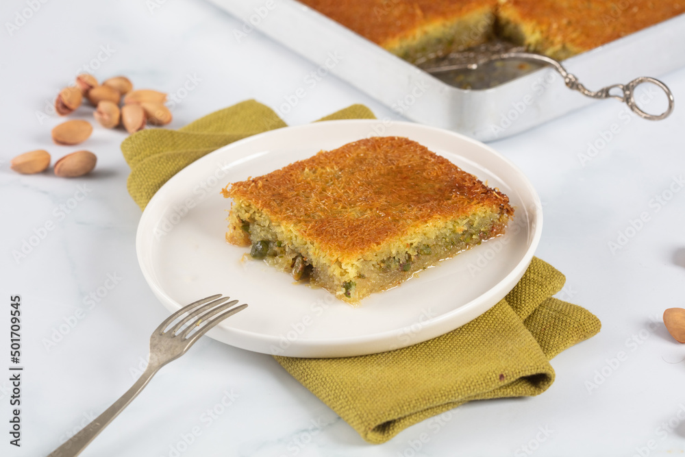 Turkish style Kadayif dessert with pistachio Turkish style Kadayif dessert with pistachio