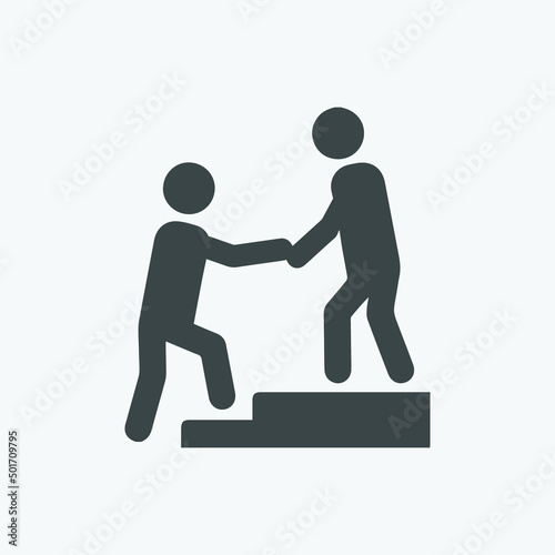 Help icon vector. Leader symbol. Climbing icon vector. Vector illustration style is flat iconic symbol. Designed for web and app design interfaces.