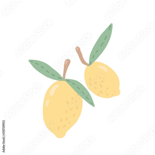 Fototapeta Naklejka Na Ścianę i Meble -  Illustration of juicy lemons. Fresh fruits in cartoon style.