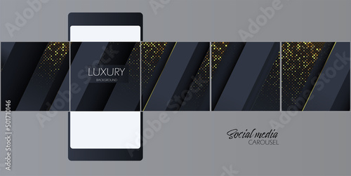 abstract Instagram social media carousel post background. dark blue elegant, aesthetic luxury gold template for beauty, Christmas day, New year celebration