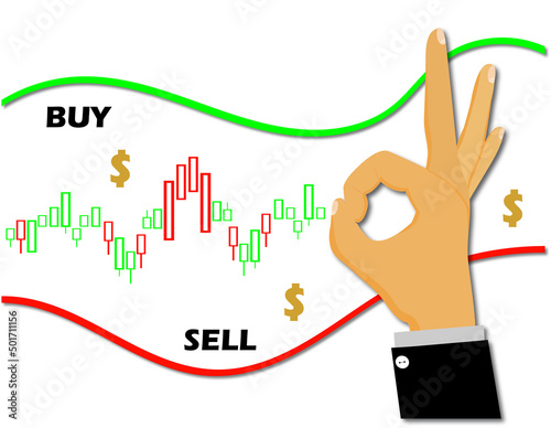 money stock market diagram and hand  photo