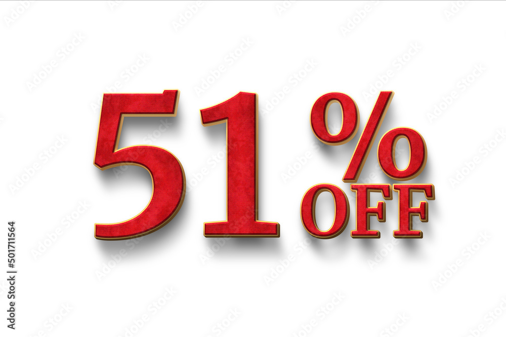 Discount 51 percent off. 3D illustration on white background. Discount 51 percent off. 3D illustration on white background.